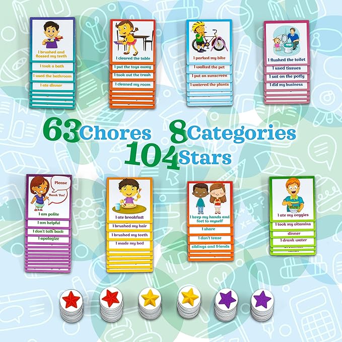 Learn & Climb Kids Responsibility Chart Magnetic Board, 63 Chores, Potty Train - Image 4
