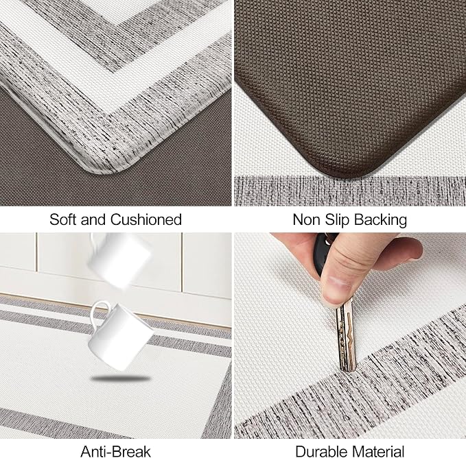 White Kitchen Mat Cushioned Anti-Fatigue Non-Skid Waterproof Rugs Ergonomic - Image 6
