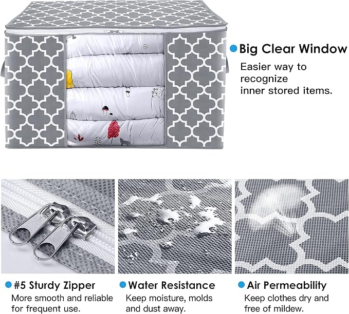 WISELIFE Storage Bags 100L 3-Pack Large Blanket Clothes Organization and - Image 3