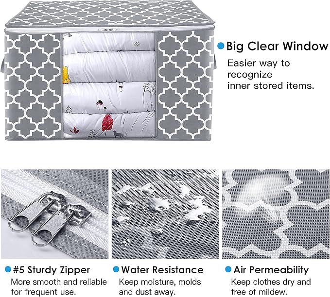 WISELIFE Storage Bags, Large Blanket Clothes Organization and Storage Containers - Image 3