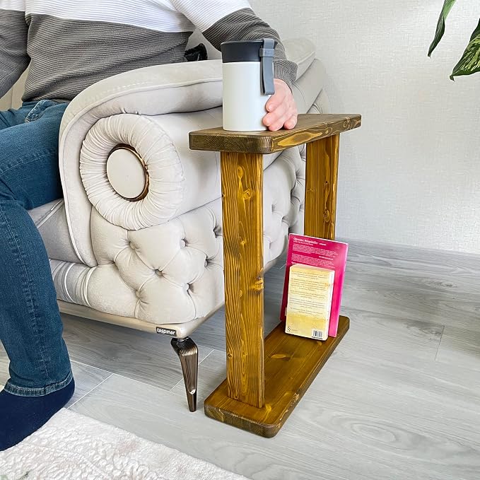 Skinny Side Table 7 inch Wide for Small Apartment Between Chairs, Very Narrow - Image 3