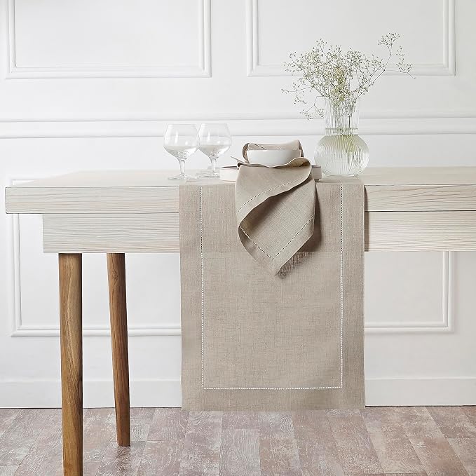 D'Moksha Homes Linen Natural Table Runner 36 Inches - Image 2