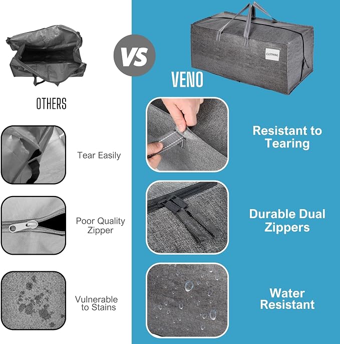 VENO 2 Pack Moving Bags w/Backpack Straps, Heavy Duty, Moving Boxes Alternative - Image 4