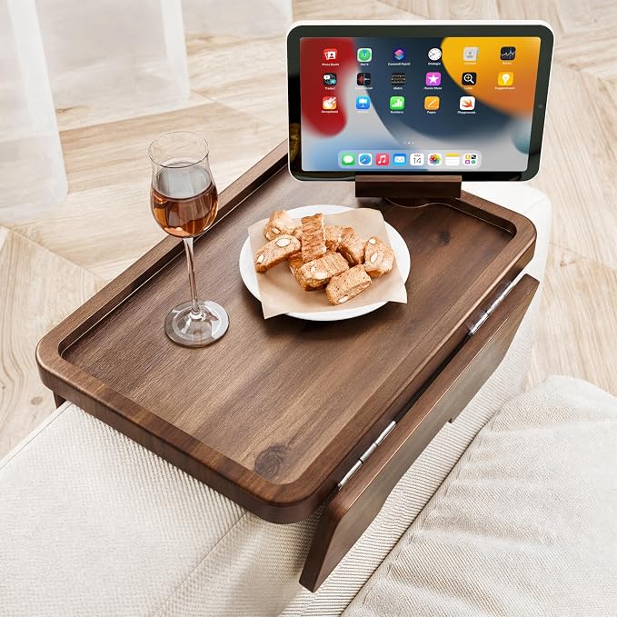 HOLANA 15.75" Acacia Couch Armrest Table by HOLANA