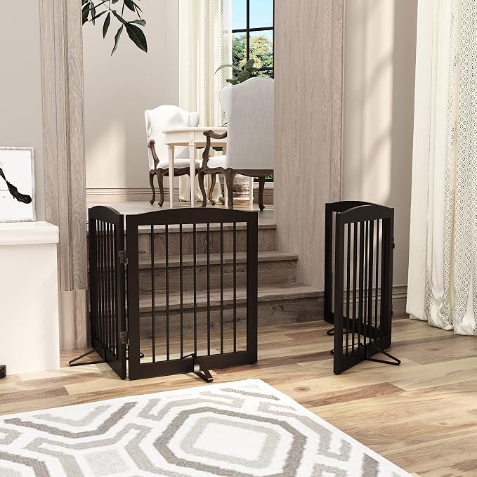 Freestanding Pet Gate for Dogs, Foldable Wooden Dog Gate for House, Indoor Pet - Image 7