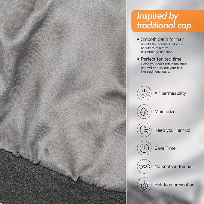 Silk Satin Lined Bonnet Sleep Cap - Image 2