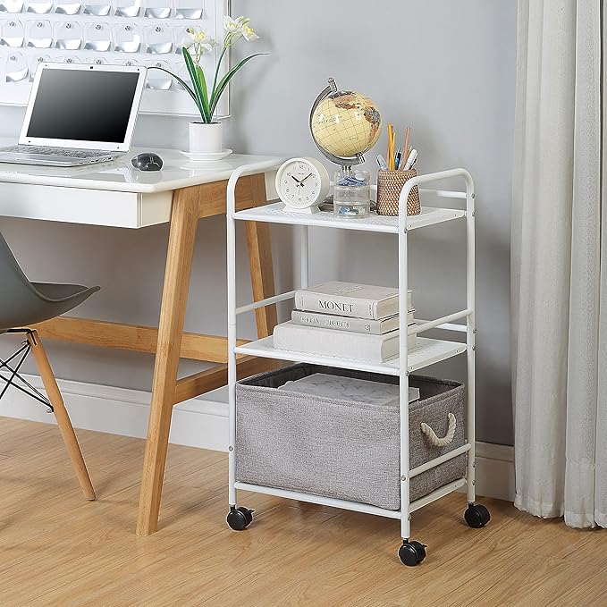 SunnyPoint 3-Tier Rolling Utility Cart – Metal Storage Organizer - Image 2