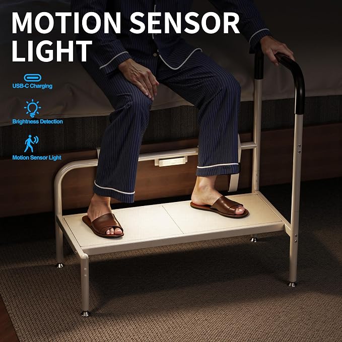 Bed Step Stool for Adults, Bedside Steps for Elderly Seniors - Image 4