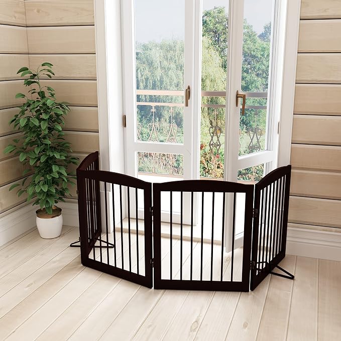 Freestanding Pet Gate for Dogs, Foldable Wooden Dog Gate for House, Indoor Dog - Image 7