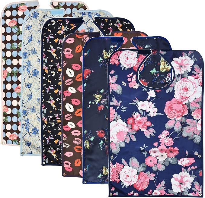 6 Pack Adult Bibs with Crumb Catcher by Celley