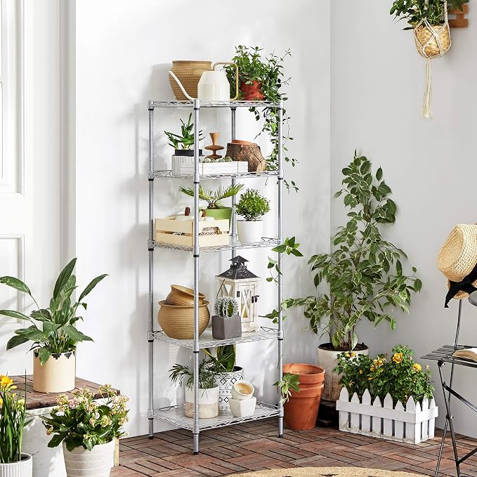 SONGMICS 5-Tier Storage Shelves, Wire Shelving Unit, Kitchen Metal Shelves - Image 2