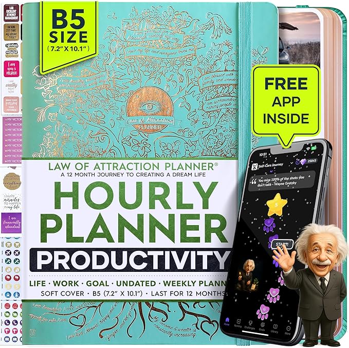 Law of Attraction Planner – Undated Hourly, Weekly & Monthly Goal Setting by FreedomMastery