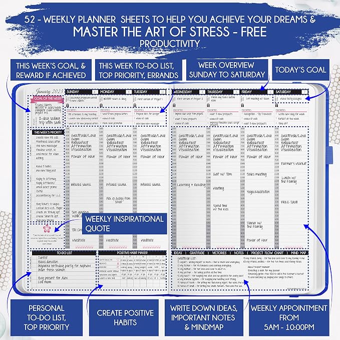 Law of Attraction Planner – Undated Hourly, Weekly & Monthly Goal Setting - Image 4