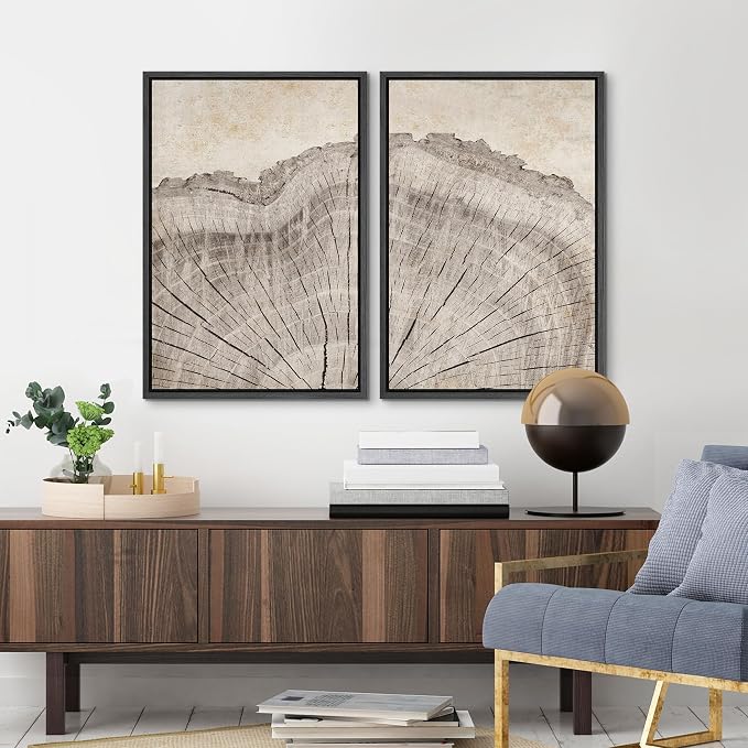 MUDECOR Framed Canvas Print Wall Art Oak Wood Tree Rings Nature Illustration - Image 4
