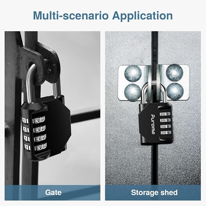 Puroma 2 Pack Combination Lock for Locker 4 Digit Outdoor Waterproof Padlock - Image 6