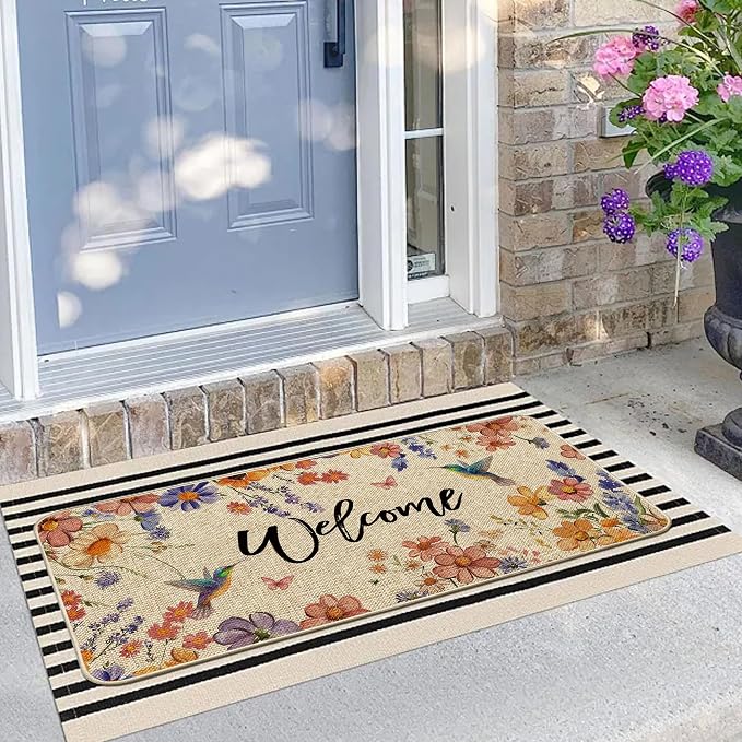 Wildflower Welcome Doormat 17"x36", Flower Spring Door Mat Indoor Entrance - Image 5