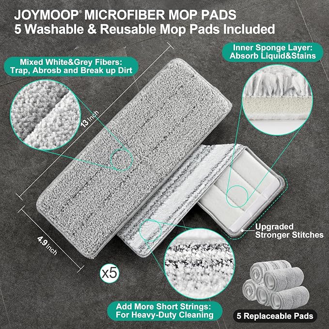 JOYMOOP Mop and Bucket with Wringer Set, Hands Free Flat Floor Mop and Bucket - Image 7