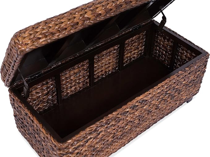BIRDROCK HOME Abaca Storage Bench – Hand-Woven Wicker Entryway Bench w/Lift-Top - Image 8