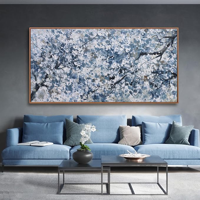 Canvas Wall Art Pictures Wall Decoration Dark Blue And White Abstract Tree - Image 2