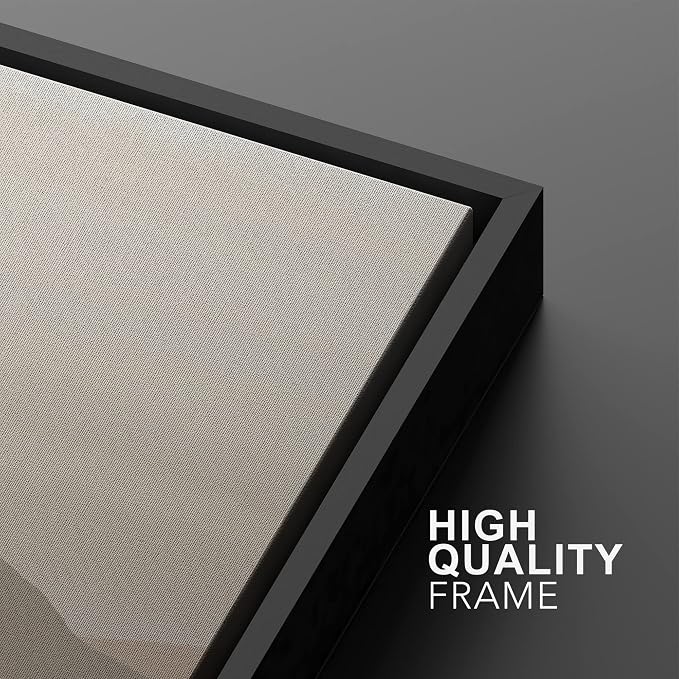MUDECOR Framed Canvas Print Wall Art Pastel Brown Mountain Range Ocean Lake - Image 5