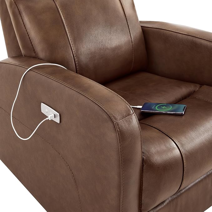 CHITA Genuine Leather Power Swivel Glider Recliner Chair - Image 8