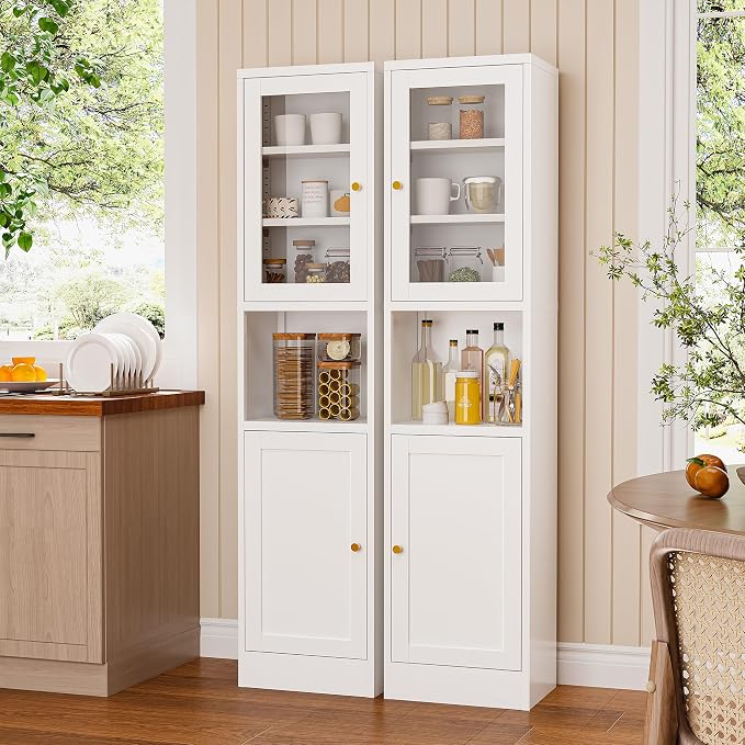 Narrow Glass Door Storage Cabinet Tall Metal Storage Cbinets - Image 4