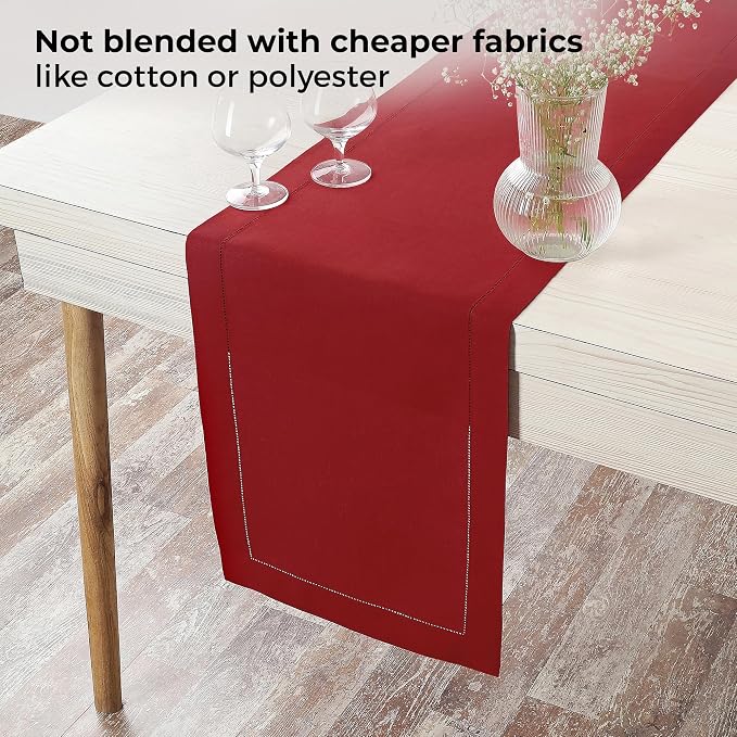 D'Moksha Homes Linen Red Table Runner 72 Inches Long - Image 4