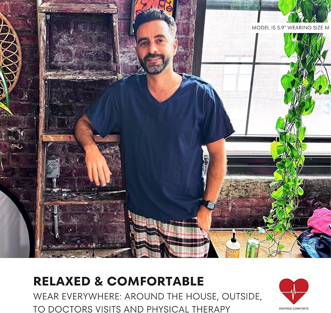 Inspired Comforts Unisex Post Surgery & Rehab V Neck Dual Access Snap Shirt - Image 4