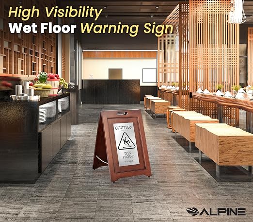 Alpine Wooden Wet Floor Sign – High-End Slippery When Wet Caution Sign - Image 8