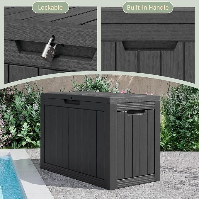 NUNU LAB Outdoor Storage Box, 45 Gallon Outside Deck Box Waterproof, Resin - Image 5