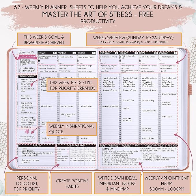 Law of Attraction Planner – Undated Hourly, Weekly & Monthly Goal Setting - Image 3