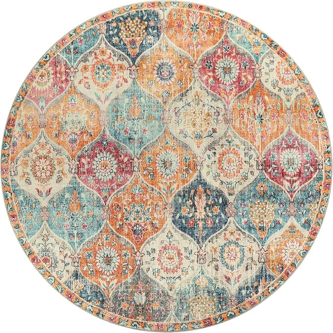 Lahome Moroccan Trellis Washable Round Area Rug, Soft Round Rugs 6ft Ultra-Thin - Image 3