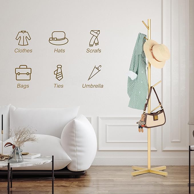 ZOZOE Metal Coat Rack Stand, Modern Coat Rack Freestanding - Image 6