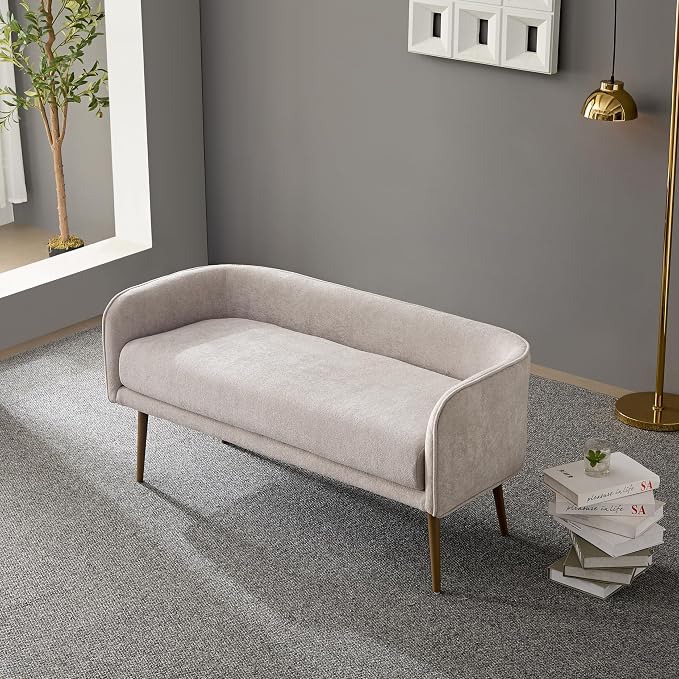 Bedroom Bench with Low Back, Inside Metal Frame, Extra Seat - Image 4