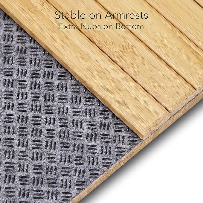 DETOR Couch Tray with Spacious 12.4" x 5.4" Storage Box, Natrual Bamboo Finish - Image 4