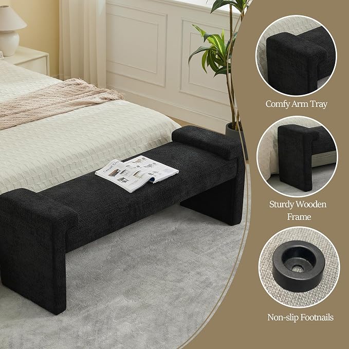 58.7" End of Bed Upholstered Bench Modern Bedroom Bench - Image 4