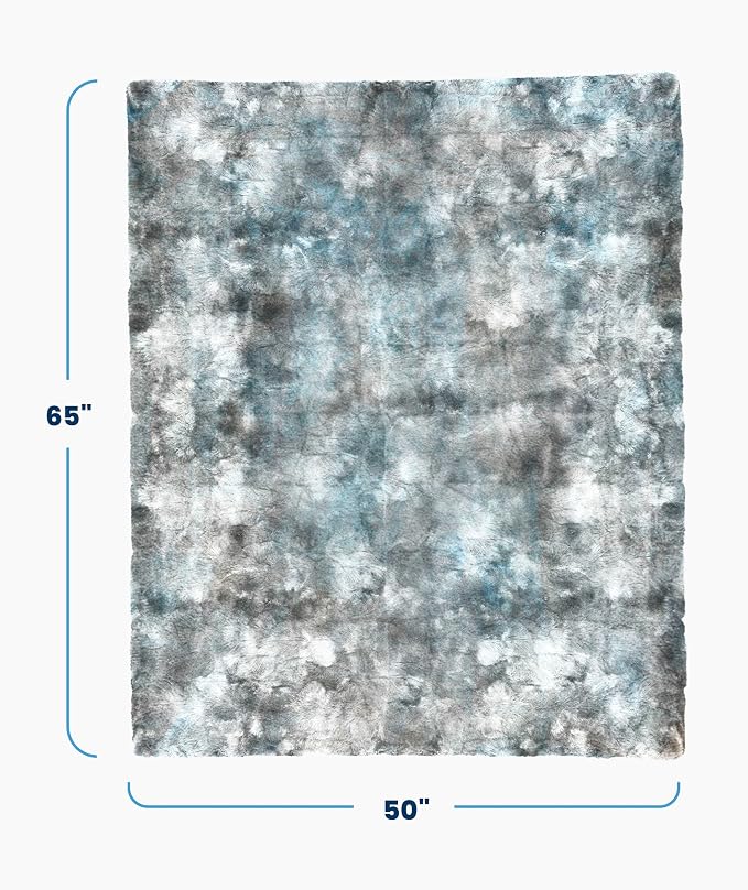 Everlasting Comfort Soft & Comfortable Arctic Blue Faux Fur Throw Blanket - Image 9
