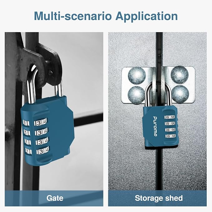 Puroma 1 Pack Combination Lock for Locker 4 Digit Outdoor Waterproof Padlock - Image 7