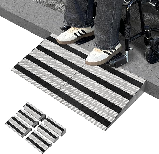 4" Rise Modular Threshold Ramp for Doorways, Stable Wheelchair Ramp for Home by Nuvium-Durablereliablereadyforanystep