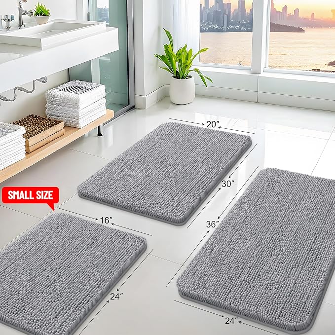 Arotive Bathroom Rugs 59x35, Extra Soft Absorbent Shaggy Chenille Bath Rugs - Image 2