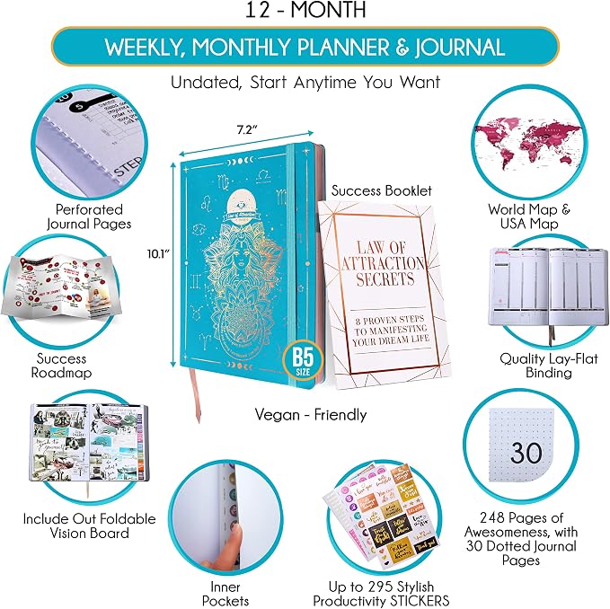 Law of Attraction Planner – Undated Hourly, Weekly & Monthly Goal Setting - Image 2