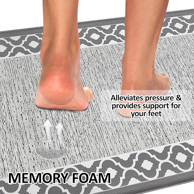 Grey Cushioned Kitchen Mat Anti Fatigue Kitchen Rugs, Heavy Duty Non-Skid - Image 5