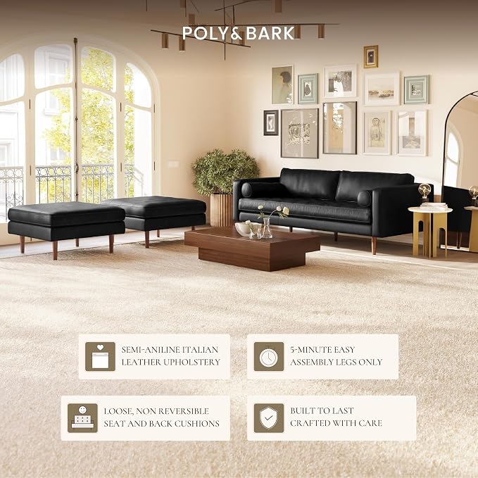 POLY & BARK Napa 88.5" Leather Sofa – Full-Grain Italian-Tanned Aniline Leather - Image 5