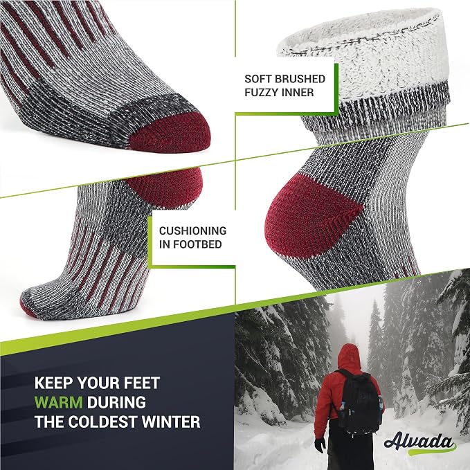 Alvada Warm Thermal Wool Socks for Winter Moisture Wicking and Breathable Cozy - Image 4