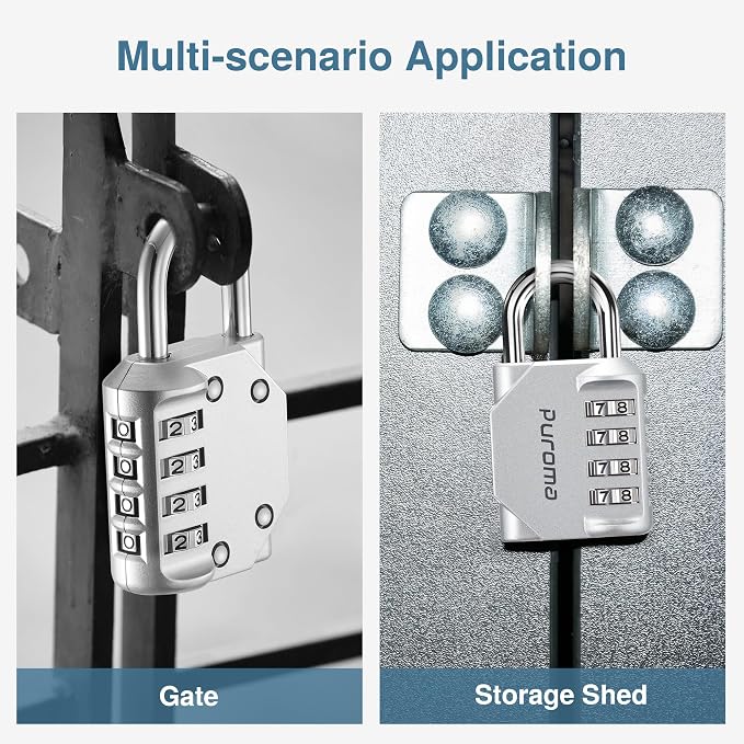 Puroma 2 Pack Combination Lock for Locker 4 Digit Outdoor Waterproof Padlock - Image 6
