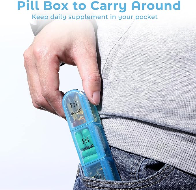 Daviky Pill Organizer Travel, Weekly Pill Organizer 3 Times a Day, Pill Box 7 - Image 3