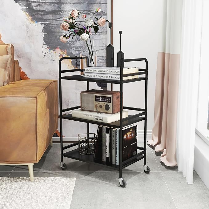DCLRN 3 Tier Rolling Cart, Storage Organizer Cart, Rolling Metal Organization - Image 3
