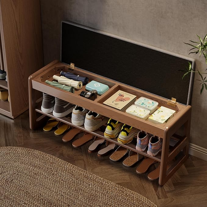 AQIMUELE Shoe Rack Bench, 2 Tiers Shoe Bench - Image 2