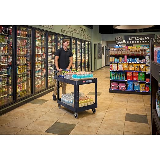 Rubbermaid Commercial Products 2-Shelf Utility/Service Cart, Lipped Shelves - Image 12