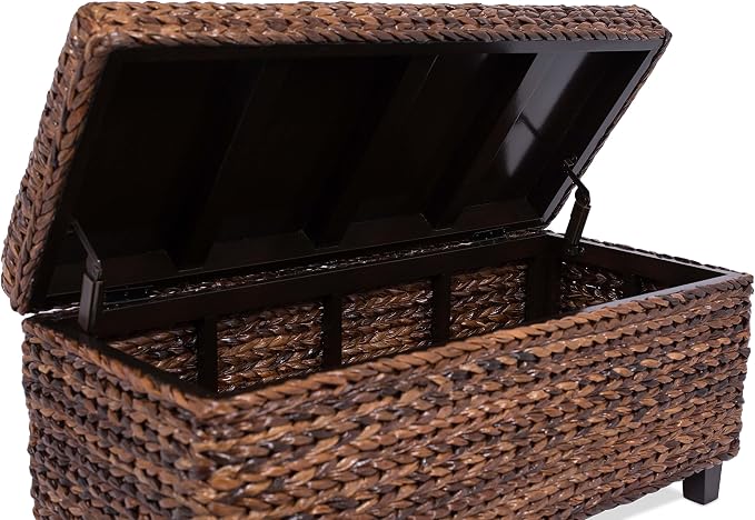 BIRDROCK HOME Abaca Storage Bench – Hand-Woven Wicker Entryway Bench w/Lift-Top - Image 9